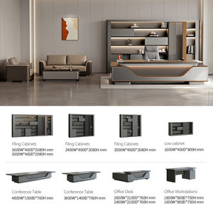 โต๊ะทำงานที่ทันสมัยหรูหราหรูหราหรูหราหรูหราสำหรับผู้บริหารไม้วีเนียร์สำหรับผู้จัดการทั่วไปสำหรับใช้ในบ้านสำนักงาน - Product Image 6