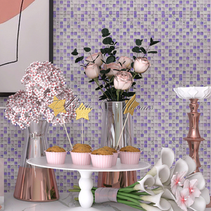 Mosaïques élégantes et modernes en verre violet pour la décoration intérieure Carreaux muraux pour hôtel Back Splash Mediterranean for Bathroom Kitchen - Product Image 6