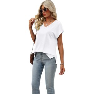 Camisetas de Verano para Mujer, Manga Corta, Cuello en V, Corte Holgado, 100% Algodón, Tejido Jersey Transpirable - Product Image 3