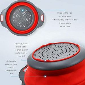 Ensemble de 2 passoires pliables en silicone rondes pour la cuisine - Product Image 3