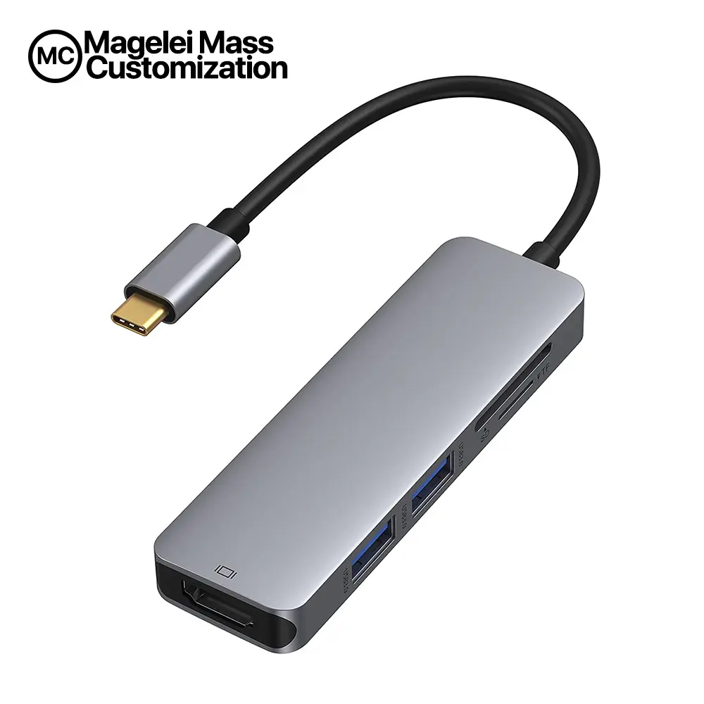 신제품 5 in 1 3.1 HDMI USB3.0 USB2.0 SD TF USB C 허브에 USB C 타입 도킹