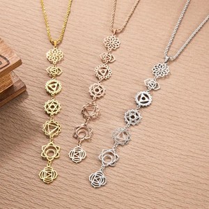 Corazón 7 Chakra colgante collar chapado en oro joyería espiritual <span class=keywords><strong>Yoga</strong></span> Chakra collares equilibrio meditación <span class=keywords><strong>Anahata</strong></span> joyería Collier - Product Image 1