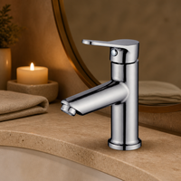 Robinet de lavabo commercial classique en alliage de zinc avec valve en céramique, monocommande, eau froide, pour projets hôteliers