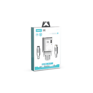 Chargeur rapide double port Ansty Q-034 38W blanc avec câble C-C et adaptateurs de voyage - Product Image 1