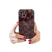 Coque de téléphone antichoc en TPU INS Amber Plate avec chaîne pour iPhone 16/15 Plus/17 Pro Max, motif glacial, coque arrière