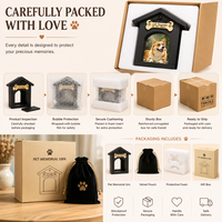 Urne funéraire de luxe en forme de maison pour animaux de compagnie, boîte à souvenirs en bois pour cendres de chiens et chats, vitrine commémorative pour photos, vente directe usine