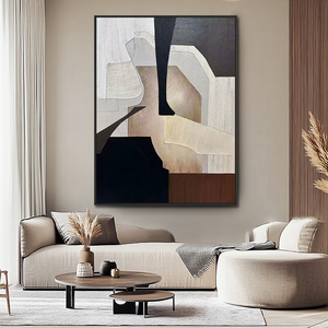 Decoración del Hogar, Textura Wabi Sabi, Obra <span class=keywords><strong>de</strong></span> Arte Abstracta Geométrica, Póster 3D, Pintura al Óleo sobre Lienzo Pintada a Mano con Marco - Product Image 2