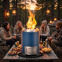 Brasero de table en acier inoxydable avec combustible en granulés de bois et pioche pour usage extérieur