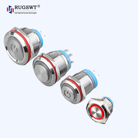 Interrupteur à bouton-poussoir en laiton de 16 mm, RUGSWT, IP65, étanche, bouton-poussoir rond en métal pour le contrôle des machines
