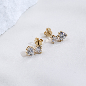 ต่างหูเพชรรูปหัวใจทองคำขาว 18K รุ่น MSE-887 จาก Messi Jewelry สำหรับผู้หญิง - Product Image 5