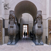 Statue en bronze de Lamassu, mythologie babylonienne célèbre, grandeur nature, sculpture de lion Shedu pour les entrées des temples et des palais, BLVE Casting