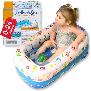 <b>Inflatable</b> Baby Bathtub Safe Portable Must-Have for 6-24 Months Collapsible Anti-Sliding Saddle Horn Seat Travel Toddler <b>Bath</b> - Product Image 1