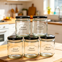 Frasco de Vidrio para Envasado de Alimentos con Tapa de Plástico para Miel, Conservas, Mermelada, Salsas y Verduras en Conserva