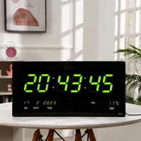 Horloge murale LED à grand écran avec calendrier de la semaine et des températures, pour personnes âgées, avec affichage des secondes