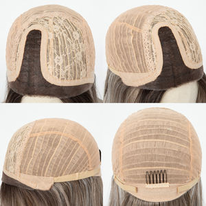 Perruque synthétique courte grise sans colle DEPONE, avec dentelle frontale, en fibres Futura Kanekalon, extension de <span class=keywords><strong>cheveux</strong></span>, perruque mono en dentelle, perruque monofilament - Product Image 5