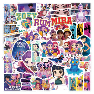 New 55pcs Kpop Demon Hunters phim hoạt hình graffiti dán cho máy tính xách tay điện thoại trang trí dễ thương Hàn Quốc cô gái Sticker - Product Image 1