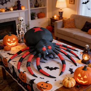 Araña Gigante Roja Inflable DST, Adorno de Jardín para Halloween, Ojos Rojos LED, Bomba de Aire Eléctrica, Multicolor, Casa Embrujada Espeluznante - Product Image 3