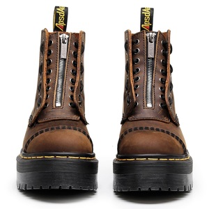 Stivali da <span class=keywords><strong>Donna</strong></span> alla Moda con Plateau a Metà Polpaccio, Taglie Grandi, in Vera <span class=keywords><strong>Pelle</strong></span> Bovina, Scarpe Chunky da <span class=keywords><strong>Donna</strong></span>, <span class=keywords><strong>Stivaletti</strong></span> Midi da <span class=keywords><strong>Donna</strong></span> Stile College - Product Image 4