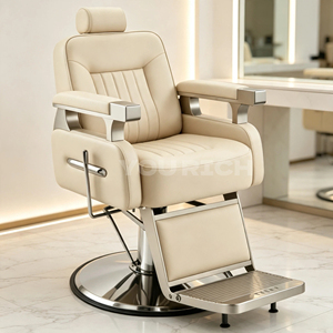 Poltrona da Barbiere Retrò in Pelle PU, Idraulica Robusta, Rotazione a 360 Gradi, Spugna ad Alta Densità 32D, Portata 200KG - Product Image 1