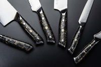 Couteaux de cuisine 8 pouces en acier VG10 Damas avec manche en fibre de carbone et feuille d'or, livraison directe, nouveauté 2022