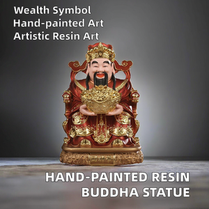 Statue de Bouddha en résine LiShangTianXia en gros, figurine artistique peinte à la main, Yuanbao rouge, Dieu de la Richesse, Amour, Bouddhisme, Invitation à la prospérité - Product Image 2