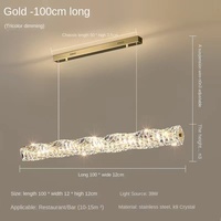 Lustre de table à manger en cristal long de luxe léger à un mot lampe d'île simple post-moderne Zhongshan Designer suspendu AC