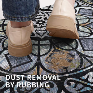 Tapete para Puerta Salima Aurora, Rectangular, con Patrón de Medallón, Antideslizante, de Fibra de Poliéster, para Entrada del Hogar - Product Image 1