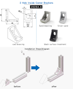 Chinesischer Hersteller 1024 20*28mm 2028 2-Loch Aluminium Metallwinkel für 20 T-Nut Aluminiumprofile 20x28mm - Product Image 5