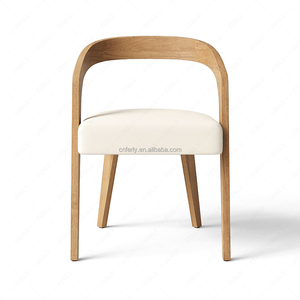 Ensemble de <span class=keywords><strong>table</strong></span> à manger ronde minimaliste FERLY pour 4 personnes, <span class=keywords><strong>table</strong></span> en bois naturel avec chaises en tissu doux, ensemble de salle à manger moderne pour villa et maison - Product Image 3