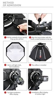 TRIOPO KX Softbox 55CM 65CM 90CM 120CM Payung Oktagonal Lipat untuk Godox AD200Pro V1 V860III Yongnuo Speedlite Light