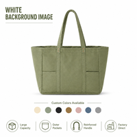 Sac fourre-tout en toile de coton robuste 16 oz avec plusieurs poches, boucle magnétique et doublure 210D, fabrication soignée