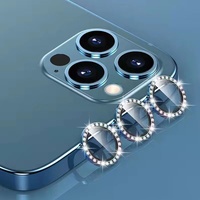 Protection d'objectif en verre trempé diamant pour iPhone 15 14 12 Pro Max Protection d'objectif d'appareil photo arrière en verre 3D Grade AAA