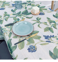 Nappe carrée moderne en polyester/lin tissé, décorative, anti-poussière, antidérapante, lavable, imprimé floral champêtre forestier, pour maison et hôtel