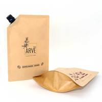 Emballage personnalisé en papier kraft laminé haute barrière avec logo pour pâte corporelle et liquide en pochette à bec verseur