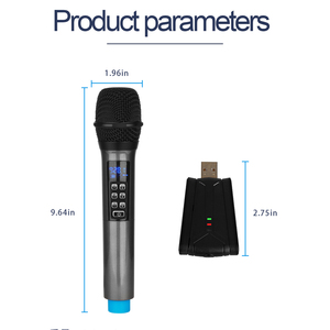 Sistema de Micrófono Inalámbrico UHF Portátil con Interfaz de Tarjeta de Sonido USB, Micrófono para Computadora de Escritorio, Incluye Auriculares - Product Image 2