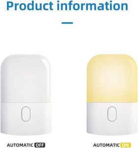 Veilleuse LED 1W à économie d'énergie, dimmable, 3000K, avec capteur crépusculaire, à brancher sur prise murale, pour salle de bain et couloir - Product Image 2