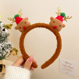 2026 nouveau Style noël en peluche unisexe tête cerceau bois de cerf cheveux accessoires 17 cm pinces à cheveux photographie accessoires - Product Image 1
