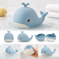 Jouet de bain en silicone en forme de dauphin, ouvrable et facile à nettoyer, jouet flottant sûr pour bébé, anti-moisissure, structure en deux parties, jouet de douche