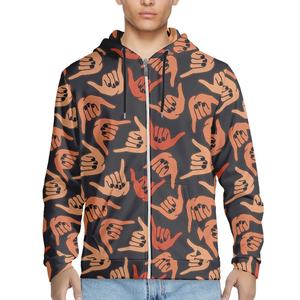 Customization Shaka Hand Sign felpa da <span class=keywords><strong>uomo</strong></span> ampia stile sportivo felpa con cappuccio stampa on Demand felpa con cerniera - Product Image 1
