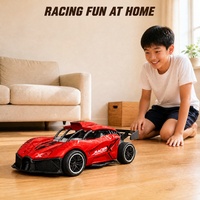 Voiture télécommandée 49 MHz, voiture de course RC à cockpit ouvert avec châssis de sécurité réaliste et grand spoiler, cadeau pour garçons et enfants