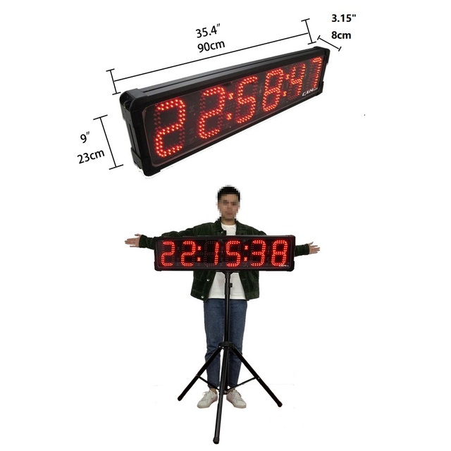 Double RED Display Adjustable Brightness Waterproof LED Countdown Digital Timer Race Timing Clock for Running Swimming Marathon
