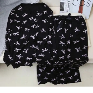 Printemps et automne mince col en V glace fil de soie coton pyjamas femmes Internet Style populaire <span class=keywords><strong>costume</strong></span> à manches longues - Product Image 5