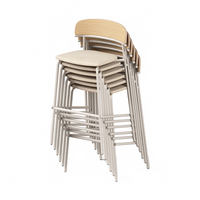 Chaise empilable moderne ATWOKA avec structure en métal et dossier en bois, chaise d'attente pour visiteurs, idéale pour la maison, le bureau, le salon et l'appartement
