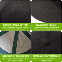 Gorra de Béisbol Lavable con Protección Contra la Radiación EMF, Mezcla de Algodón y Plata, Suave, con Protección RF Faraday, Venta al Por Mayor