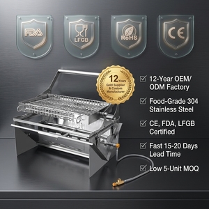 <span class=keywords><strong>Barbecue</strong></span> portable à gaz double combustible en acier inoxydable, grill détachable, équipement <span class=keywords><strong>de</strong></span> <span class=keywords><strong>barbecue</strong></span> - Product Image 4