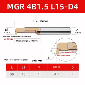 Herramienta de Mandrinado de Carburo Tipo <span class=keywords><strong>MGR</strong></span> de <span class=keywords><strong>3</strong></span>, 4 y 5 mm para Tornos CNC, Alto Rendimiento de Corte, Larga Vida Útil para Acero Inoxidable - Product Image 6