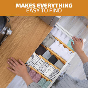 Mutfak giysileri için 4 adet bambu genişletilebilir çekmece düzenleyiciler organizatörler yatak odası gardırop & banyo depolama baharat depolama - Product Image 6