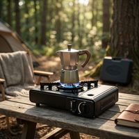 Réchaud à butane portable certifié CE 2,1 kW, brûleur unique coupe-vent, cuisinière de camping avec étui rigide pour pique-nique en plein air, barbecue, urgence