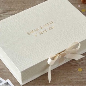 Wholesale Custom Luxury Wedding <strong>Memory</strong> <strong>Box</strong> Rigid Cardboard Gift <strong>Box</strong> with Satin Ribbon for Bridal Keepsakes - Product Image 1