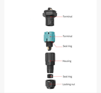 Connecteur d'éclairage LED M15 2-4P à verrouillage par poussée, ensemble mâle et femelle